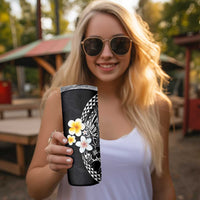 Hawaiian Hibiscus and Plumeria Polynesian Tribal Tattoo Skinny Tumbler Black Color LT03 - Polynesian Pride