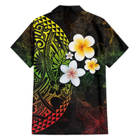Hawaiian Hibiscus and Plumeria Polynesian Tribal Tattoo Family Matching Long Sleeve Bodycon Dress and Hawaiian Shirt Reggae Color LT03 - Polynesian Pride