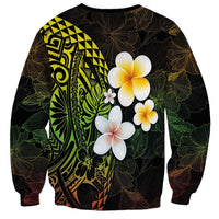 Hawaiian Hibiscus and Plumeria Polynesian Tribal Tattoo Sweatshirt Reggae Color
