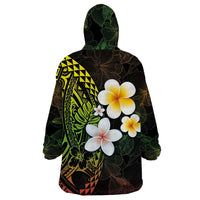 Hawaiian Hibiscus and Plumeria Polynesian Tribal Tattoo Wearable Blanket Hoodie Reggae Color LT03 - Polynesian Pride