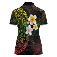 Hawaiian Hibiscus and Plumeria Polynesian Tribal Tattoo Women Polo Shirt Reggae Color LT03 - Polynesian Pride