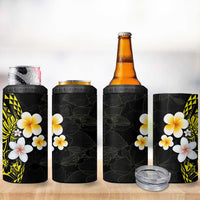 Hawaiian Hibiscus and Plumeria Polynesian Tribal Tattoo 4 in 1 Can Cooler Tumbler Yellow Color LT03 - Polynesian Pride