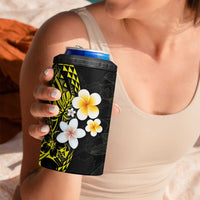 Hawaiian Hibiscus and Plumeria Polynesian Tribal Tattoo 4 in 1 Can Cooler Tumbler Yellow Color LT03 - Polynesian Pride