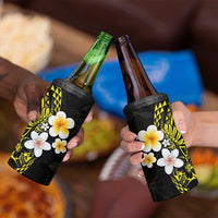 Hawaiian Hibiscus and Plumeria Polynesian Tribal Tattoo 4 in 1 Can Cooler Tumbler Yellow Color LT03 - Polynesian Pride