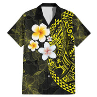 Hawaiian Hibiscus and Plumeria Polynesian Tribal Tattoo Family Matching Mermaid Dress and Hawaiian Shirt Yellow Color LT03 Dad's Shirt - Short Sleeve Yellow - Polynesian Pride