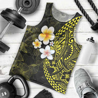 Hawaiian Hibiscus and Plumeria Polynesian Tribal Tattoo Men Tank Top Yellow Color