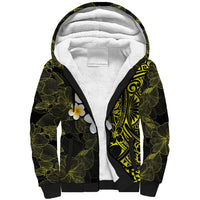 Hawaiian Hibiscus and Plumeria Polynesian Tribal Tattoo Sherpa Hoodie Yellow Color LT03 Unisex Yellow - Polynesian Pride