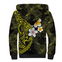Hawaiian Hibiscus and Plumeria Polynesian Tribal Tattoo Sherpa Hoodie Yellow Color LT03 - Polynesian Pride