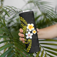 Hawaiian Hibiscus and Plumeria Polynesian Tribal Tattoo Skinny Tumbler Yellow Color LT03 - Polynesian Pride