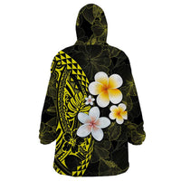 Hawaiian Hibiscus and Plumeria Polynesian Tribal Tattoo Wearable Blanket Hoodie Yellow Color LT03 - Polynesian Pride