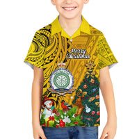 Personalised Niue Christmas Hawaiian Shirt Coat of Arms and Polynesian Tattoo Xmas Element Christmas Yellow Vibe LT03 - Polynesian Pride