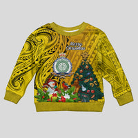Personalised Niue Christmas Kid Ugly Christmas Sweater Coat of Arms and Polynesian Tattoo Xmas Element Christmas Yellow Vibe LT03 Kid Yellow - Polynesian Pride