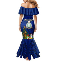 Personalised Niue Christmas Mermaid Dress Coat of Arms and Polynesian Tattoo Xmas Element Christmas Blue Vibe LT03 - Polynesian Pride