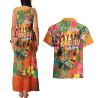 Hawaiian Honolulu Festival Couples Matching Tank Maxi Dress and Hawaiian Shirt Hawaiian Identity - Hula Dancer and Ukulele Tropical Plants Style LT03 - Polynesian Pride