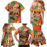 Hawaiian Honolulu Festival Family Matching Mermaid Dress and Hawaiian Shirt Hawaiian Identity - Hula Dancer and Ukulele Tropical Plants Style LT03 - Polynesian Pride