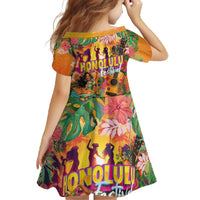 Hawaiian Honolulu Festival Family Matching Off The Shoulder Long Sleeve Dress and Hawaiian Shirt Hawaiian Identity - Hula Dancer and Ukulele Tropical Plants Style LT03 - Polynesian Pride