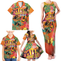 Hawaiian Honolulu Festival Family Matching Tank Maxi Dress and Hawaiian Shirt Hawaiian Identity - Hula Dancer and Ukulele Tropical Plants Style LT03 - Polynesian Pride