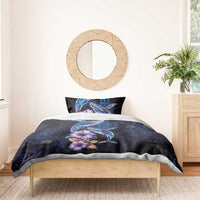 Hawaiian Whales Love Couple Bedding Set Hibiscus and Kakau Art Tattoo Night Sky Vibe