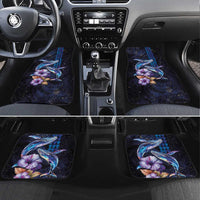 Hawaiian Whales Love Couple Car Mats Hibiscus and Kakau Art Tattoo Night Sky Vibe LT03 Set 4pcs Navy - Polynesian Pride