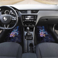 Hawaiian Whales Love Couple Car Mats Hibiscus and Kakau Art Tattoo Night Sky Vibe LT03 Set 2pcs - Front Navy - Polynesian Pride
