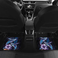 Hawaiian Whales Love Couple Car Mats Hibiscus and Kakau Art Tattoo Night Sky Vibe LT03 Set 2pcs - Back Navy - Polynesian Pride