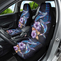 Hawaiian Whales Love Couple Car Seat Cover Hibiscus and Kakau Art Tattoo Night Sky Vibe LT03 - Polynesian Pride