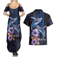 Hawaiian Whales Love Couple Couples Matching Summer Maxi Dress and Hawaiian Shirt Hibiscus and Kakau Art Tattoo Night Sky Vibe LT03 - Polynesian Pride