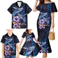 Hawaiian Whales Love Couple Family Matching Mermaid Dress and Hawaiian Shirt Hibiscus and Kakau Art Tattoo Night Sky Vibe LT03 - Polynesian Pride