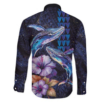 Hawaiian Whales Love Couple Family Matching Summer Maxi Dress and Hawaiian Shirt Hibiscus and Kakau Art Tattoo Night Sky Vibe LT03 - Polynesian Pride