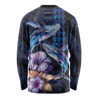 Hawaiian Whales Love Couple Long Sleeve Shirt Hibiscus and Kakau Art Tattoo Night Sky Vibe LT03 - Polynesian Pride
