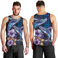 Hawaiian Whales Love Couple Men Tank Top Hibiscus and Kakau Art Tattoo Night Sky Vibe