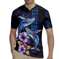 Hawaiian Whales Love Couple Rugby Jersey Hibiscus and Kakau Art Tattoo Night Sky Vibe LT03 - Polynesian Pride
