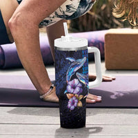Hawaiian Whales Love Couple Tumbler With Handle Hibiscus and Kakau Art Tattoo Night Sky Vibe LT03 - Polynesian Pride