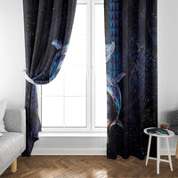Hawaiian Whales Love Couple Window Curtain Hibiscus and Kakau Art Tattoo Night Sky Vibe