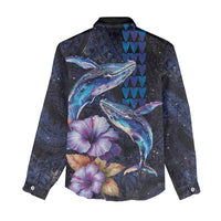 Hawaiian Whales Love Couple Women Casual Shirt Hibiscus and Kakau Art Tattoo Night Sky Vibe LT03 - Polynesian Pride