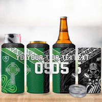 New Zealand And Ireland Rugby Custom 4 in 1 Can Cooler Tumbler Maori Tiki With Shamrock LT05 - Polynesian Pride