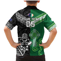 New Zealand And Ireland Rugby Custom Family Matching Mermaid Dress and Hawaiian Shirt Maori Tiki With Shamrock LT05 - Polynesian Pride