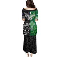 New Zealand And Ireland Rugby Custom Family Matching Puletasi and Hawaiian Shirt Maori Tiki With Shamrock LT05 - Polynesian Pride