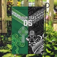 New Zealand And Ireland Rugby Custom Garden Flag Maori Tiki With Shamrock