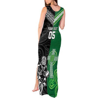 New Zealand And Ireland Rugby Custom Tank Maxi Dress Maori Tiki With Shamrock LT05 - Polynesian Pride