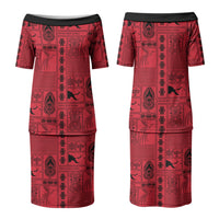 Papua New Guinea Heritage Motif Couples Matching Puletasi and Hawaiian Shirt Red Version LT05 - Polynesian Pride