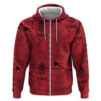 Papua New Guinea Heritage Motif Hoodie Red Version LT05 Zip Hoodie Red - Polynesian Pride