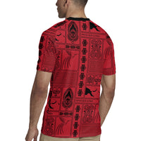 Papua New Guinea Heritage Motif Rugby Jersey Red Version LT05 - Polynesian Pride