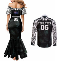 Custom New Zealand Fern Women Rugby Couples Matching Mermaid Dress and Long Sleeve Button Shirt Maori Pattern LT05 - Polynesian Pride