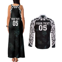Custom New Zealand Fern Women Rugby Couples Matching Tank Maxi Dress and Long Sleeve Button Shirt Maori Pattern LT05 - Polynesian Pride
