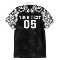 Custom New Zealand Fern Women Rugby Family Matching Off The Shoulder Long Sleeve Dress and Hawaiian Shirt Maori Pattern LT05 - Polynesian Pride