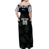 Custom New Zealand Fern Women Rugby Off Shoulder Maxi Dress Maori Pattern LT05 - Polynesian Pride