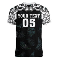 Custom New Zealand Fern Women Rugby Women V-Neck T-Shirt Maori Pattern LT05 - Polynesian Pride