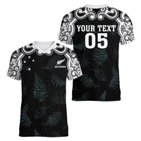 Custom New Zealand Fern Women Rugby Women V-Neck T-Shirt Maori Pattern LT05 - Polynesian Pride