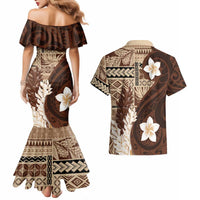 Samoa Teuila 2024 Couples Matching Mermaid Dress and Hawaiian Shirt Samoan Siapo Pattern Brown Version LT05 - Polynesian Pride